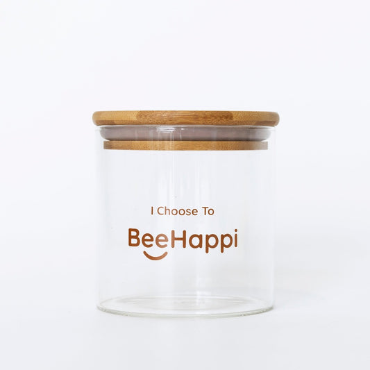 BeeHappi Medium Glass Benchtop Jar